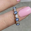 Multicolor Round Stone Bezel-Set Eternity Band Ring view 9