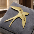 Flying Swallow Brooch in Polished Metal for Jackets and Scarves view 3