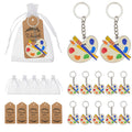 Artist Palette Paintbrush Printed Wood Keychain Ring view 1