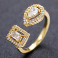 Pear And Rectangular Halo Adjustable Open Ring In Six Variants view 8
