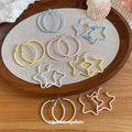 Painted Star and Round Hoop Earrings in Eight Colors view 2
