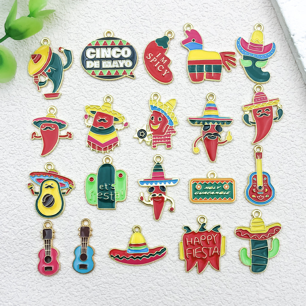 Enamel Zinc Alloy Cartoon Chili Pepper charm pendants for DIY bracelets necklaces keychains
