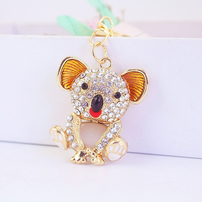 Cute Cat Eye Stone Mouse Keychain Zinc Alloy Animal Charm