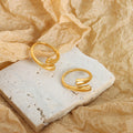 Solid Open Asymmetric Overlap Wrap Band Ring Metal view 3