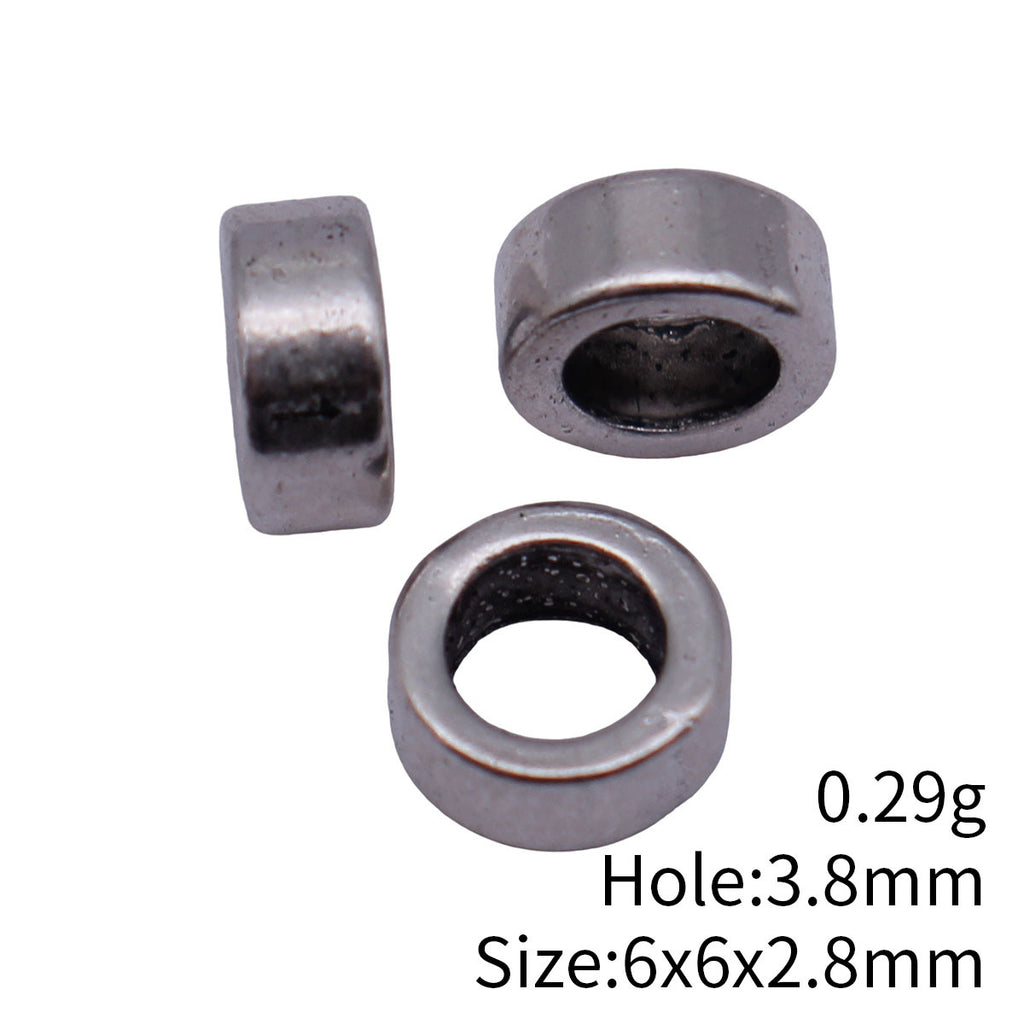 6x6x2.8mm 0.29g Antique Silver Zinc Alloy Smooth Round Spacer Beads for DIY Bracelet Jewelry Making