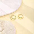 Sixty-Five Gold Tone Sculptural Small Hoop Earrings view 4