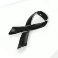 Black Enamel Awareness Ribbon Brooch Silver Tone Edge view 3