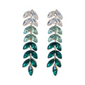Green Ombre Crystal Leaf Cascade Drop Earrings Jewelry view 5
