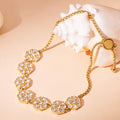 Crystal Flower Slider Bracelet in Gold and Silver Tone view 2