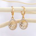 Gold Tone Crystal Framed Rose Huggie Earrings in Five Shapes view 6