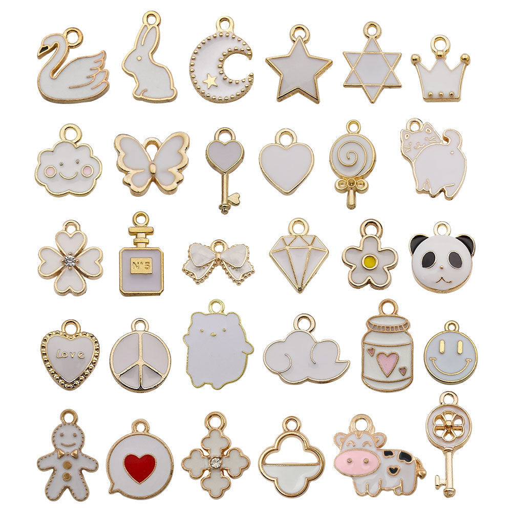 White Enamel Zinc Alloy Charm Pendant for DIY Bracelet Necklace and Keychain Jewelry