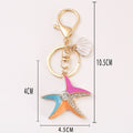 Enamel Starfish Shell Keychain Multicolor Rhinestone Charm view 3