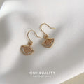 Gold Ginkgo Leaf Drop Earrings Clear Edge Stone Pair view 4