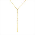 Gold Y Lariat Necklace Thin Vertical Bar Pendant Drop view 5