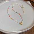 White Bead Multicolor Mushroom Charm Necklace Color Accents view 2