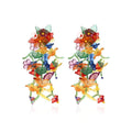 Colorful Transparent Flower Vine Statement Stud Earrings view 5
