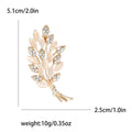 Crystal Leaf Spray Metal Brooch in Gold and Silver view 4