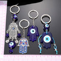 Silver Tone Blue Hamsa Evil Eye Split Ring Keychains view 5