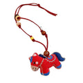 Beaded Horse Pendant Cord Necklace In Red And Brown view 5
