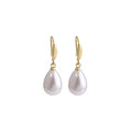 Pearl Look Teardrop Gold Tone Leverback Dangle Earrings view 1