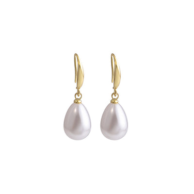 Supplied main image of pearl-look teardrop leverback earrings