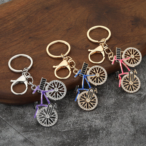 Rhinestone Bicycle Alloy Keychain Gift Pendant for Couples