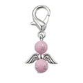 Pink Cross Bead Angel Keychain Silver Clasp Six Wing Styles view 7