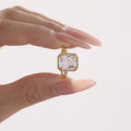 Large Clear Zircon Halo Open Ring Stainless Gold Or Steel Size 7 view 3