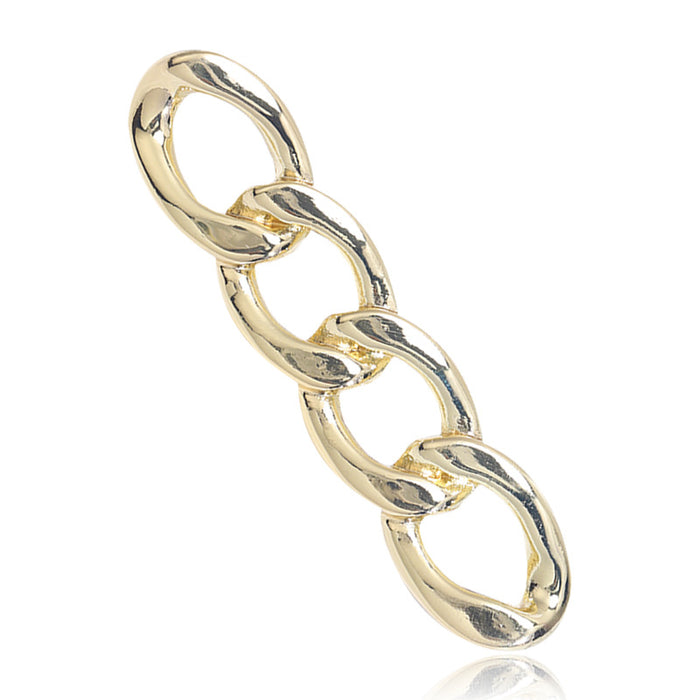 Four Open Oval Link Metal Brooch in Silver and Gold