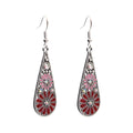 Six Color Floral Teardrop Antique Silver Hook Earrings view 5