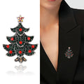 Enamel Christmas Tree Brooch in Detailed Metal and Crystal Design view 2