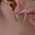 C-Shape Rhinestone Stud Hoops Gold And Steel Tones view 3