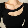 Double Sided Heart Pendant Necklace Gold Frame Shell Inlay view 4