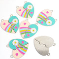Rainbow Daisy Split Heart Pendant Charms in Two Finishes view 7