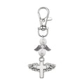 Silver Angel Wing Cross Lobster Clasp Charm With White Beads view 5