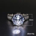 Oversized Round Clear Solitaire High-Set Multi-Rail Ring In Silver Tone view 5