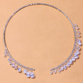 Open Collar Necklace With Graduated Teardrop Crystals In Two Tones view 2