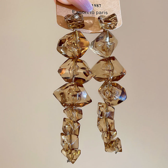 Chunky Acrylic Ice Cube Drop Earrings In Two Colors