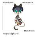Crystal Cat Brooch Rhinestone Body Green Eyes Metal Pin view 6