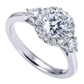 Silver Round Halo Clear CZ Three-Stone Band Ring Style view 3