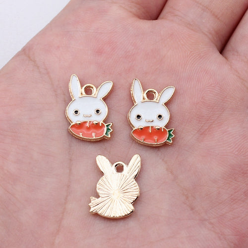 Watermelon Rabbit white rabbit and watermelon enamel charm in image 1, shown from the front