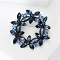 Marquise Crystal Floral Wreath Brooch in Navy or Multicolor view 5