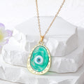 Gold Tone Oval Resin Evil Eye Pendant Necklaces in Six Colors view 6