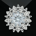 Openwork Sunflower Brooch Clear Marquise Center Crystal view 2