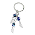 Evil Eye Beaded Tassel Keychain with Leaf Charm Accents view 5
