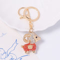 Rhinestone Goat Keychain Gold Tone Zodiac Animal Bag Charm view 7