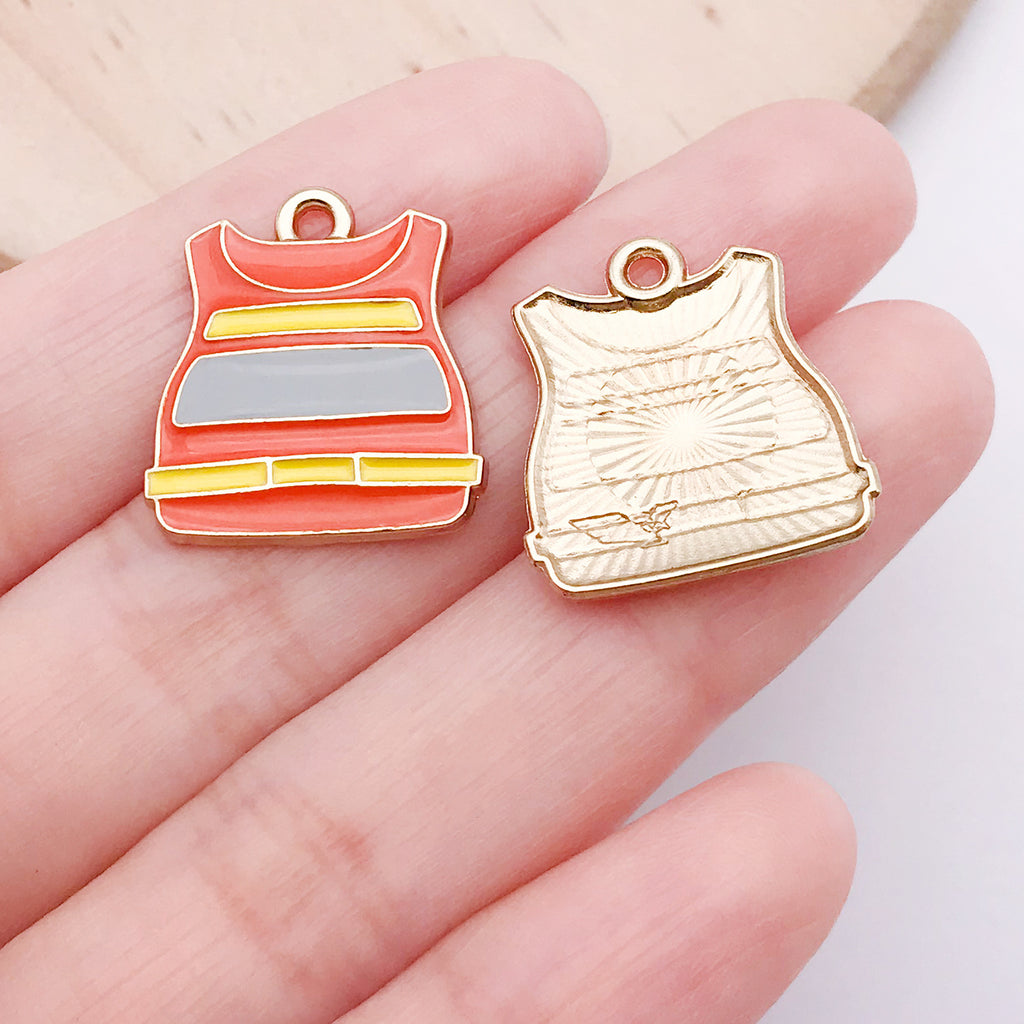 Enamel Zinc Alloy Fire Helmet Fire Truck Extinguisher Charm Pendant for DIY Jewelry