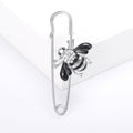 Oversized Safety Pin Brooch With Enamel Bee in Gold or Silver Tone view 7