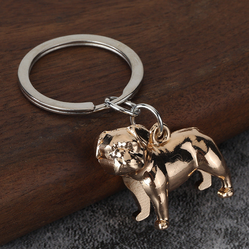 Rhinestone Dog Keychain Simple Metal Pet Pendant for Bag and Car Keys