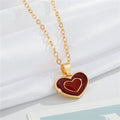 Gold Tone Double Heart Enamel Pendant Necklaces in Six Colorways view 9